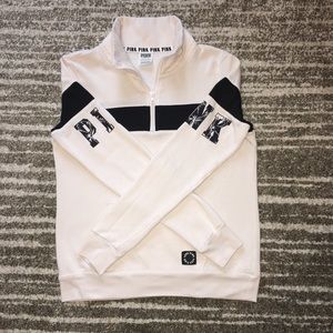PINK VS Creme collared half zip Sweatshirt